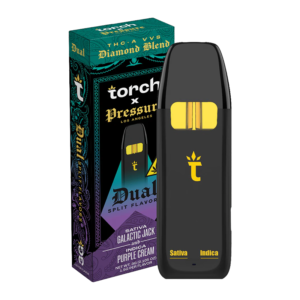 TORCH X PRESSURE LA DIAMOND BLEND 3G DISPOSABLE DUAL SPLIT FLAVORS - GALACTIC JACK SATIVA & PURPLE CREAM INDICA