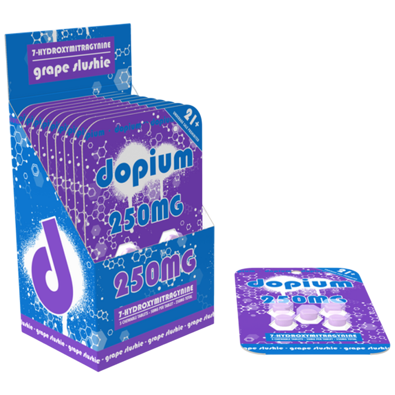 DOPIUM 7-HYDROXYMITRAGYNINE CHEWABLE TABLETS 50MG 5CT - GRAPE SLUSHIE