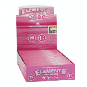 ELEMENTS ROLLING PAPERS BOX - 1 1/4 SIZE PINK BOX OF 25