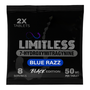 LIMITLESS BLACK EDITION 7-HYDROXYMITRAGYNINE TABLETS 50MG 2CT - BLUE RAZZ