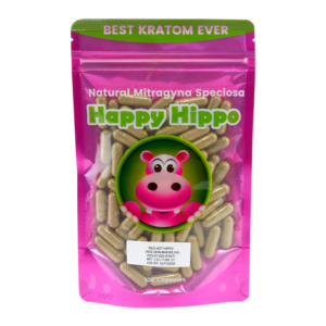 HAPPY HIPPO KRATOM CAPSULES 100CT - RED HOT HIPPO RED VEIN MAENG DA