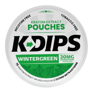 K-DIPS KRATOM EXTRACT INFUSED POUCHES CAN 20MG 15CT - WINTERGREEN