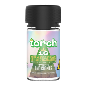 TORCH THC-A PRE-ROLLS LIL FLAMES VVS DIAMONDS ROLLED IN KEIF AND HASH 1G 4CT JAR - GMO COOKIES HYBRID