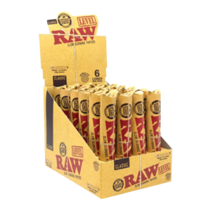 RAW ROLLING PAPER CONES BOX - 6 PACK LEVEL 84MM CLASSIC BOX OF 24