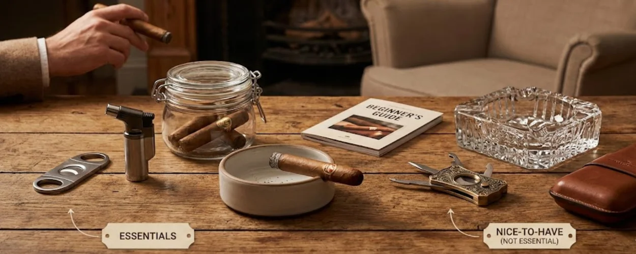 Best cigar accessories for beginners starter kit with cutter and lighter by Central Smoke Distro