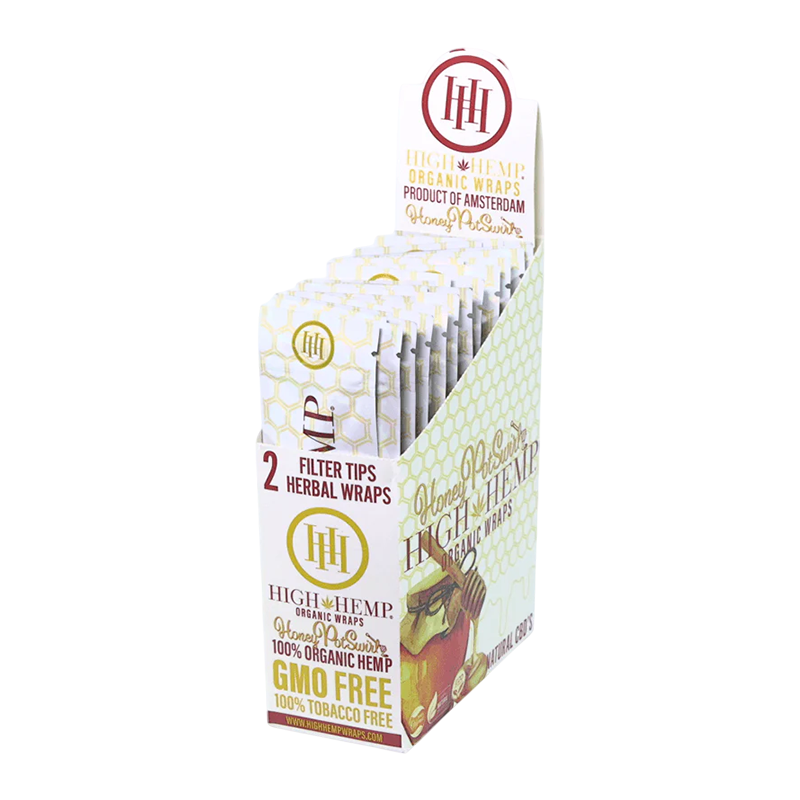 HIGH HEMP 2 FILTER TIPS ORGANIC WRAPS BOX OF 24 - HONEY POT SWIRL