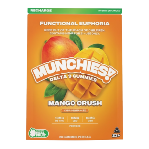 DELTA MUNCHIES FUNCTIONAL EUPHORIA DELTA 9 BOOSTED GUMMIES - MANGO CRUSH HYBRID - RECHARGE