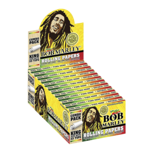 BOB MARLEY ROLLING PAPERS PURE HEMP KING SIZE WITH TIPS BOX OF 24