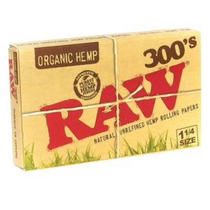 RAW ROLLING PAPERS BOX - 300'S ORGANIC 1 1/4 SIZE BOX OF 40