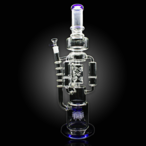 ALPHA GLASS BEAKER 20" ALPHA TRIPLE HONEY COMB ARM DRILL PERC WATER PIPE - BLUE