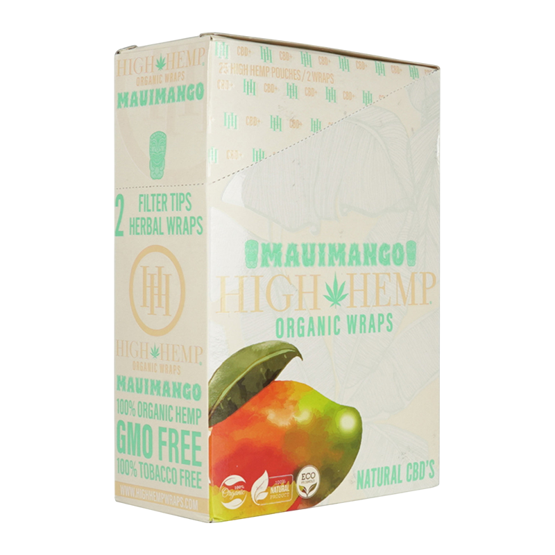 HIGH HEMP 2 FILTER TIPS ORGANIC WRAPS BOX OF 24 - MAUI MANGO