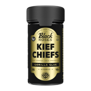 BLACK ROSES KIEF CHIEFS EXOTIC KIEF COATED PRE-ROLLS 2G 10CT JAR - GORILLA GLUE HYBRID