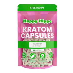 HAPPY HIPPO KRATOM CAPSULES 100CT - TICKLE ME PINK MAENG DA