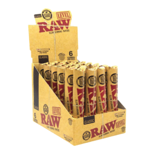 RAW ROLLING PAPER CONES BOX - 6 PACK LEVEL 84MM CLASSIC BOX OF 24