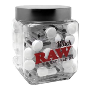 RAW BLACK BROSILICATE GLASS TIPS - JAR OF 50