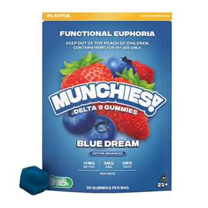 DELTA MUNCHIES FUNCTIONAL EUPHORIA DELTA 9 BOOSTED GUMMIES - BLUE DREAM SATIVA - PLAYFUL