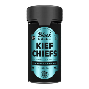 BLACK ROSES KIEF CHIEFS EXOTIC KIEF COATED PRE-ROLLS 2G 10CT JAR - LA CONFIDENTIAL INDICA