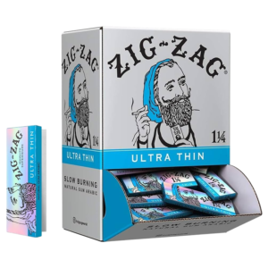 ZIG ZAG ROLLING PAPERS BOX - SLOW BURNING ULTRA THIN 1 1/4 SIZE BOX OF 24