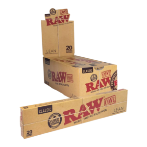 RAW ROLLING PAPER CONES BOX - CLASSIC LEAN BOX OF 12