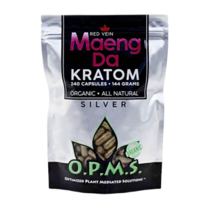 O.P.M.S. SILVER KRATOM CAPSULES 240CT / 144G / 5.08OZ - MAENG DA RED VEIN