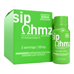 EXODUS SIP OHMZ SUPERIOR KRATOM ALKALOIDS PSEUDOINDOXYL & 7-HYDROXYMITRAGYNINE SHOTS 30ML 30MG - MINT