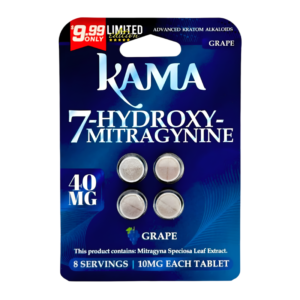 KAMA ADVANCED KRATOM ALKALOIDS 7-HYDROXYMITRAGYNINE TABLETS 10MG 4CT - GRAPE