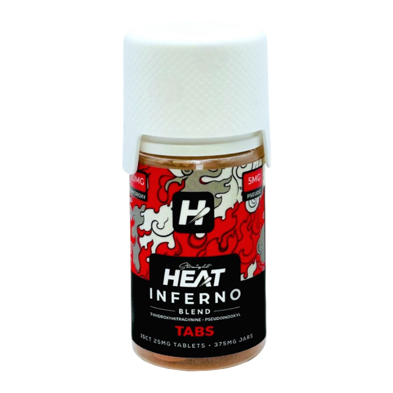 STRAIGHT HEAT INFERNO BLEND 7-HYDROXYMITRAGYNINE + PSEUDOINDOXYL TABLETS BOTTLE 25MG 15CT - UNFLAVORED