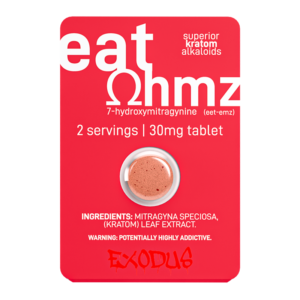 EXODUS EAT OHMZ SUPERIOR KRATOM ALKALOIDS 7-HYDROXYMITRAGYNINE TABLETS 30MG 1CT - RED