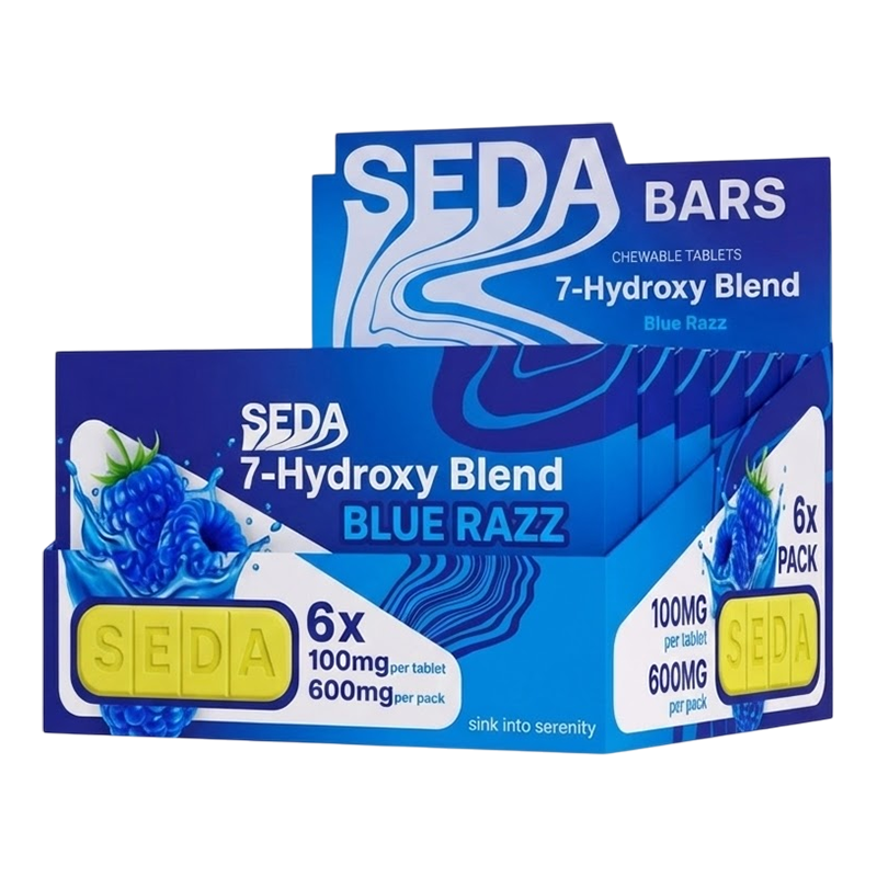 SEDA BARS 7-HYDROXYMITRAGYNINE CHEWABLE TABLETS 100MG 6CT - BLUE RAZZ