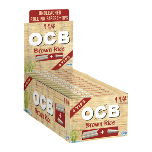 OCB ROLLING PAPERS BOX - BROWN RICE 1 1/4 SIZE+TIPS BOX OF 24