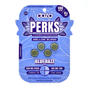 DOZO PERKS 7-HYDROXYMITRAGYNINE TABLETS 100MG 4CT - MELLOW BLEND BLUE RAZZ