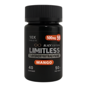 LIMITLESS BLACK EDITION 7-HYDROXYMITRAGYNINE TABLETS BOTTLE 50MG 10CT - MANGO