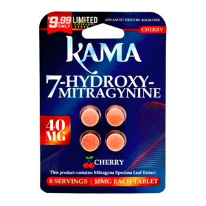 KAMA ADVANCED KRATOM ALKALOIDS 7-HYDROXYMITRAGYNINE TABLETS 10MG 4CT - CHERRY