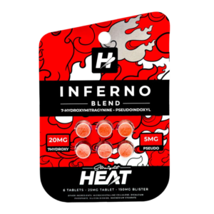 STRAIGHT HEAT INFERNO BLEND 7-HYDROXYMITRAGYNINE + PSEUDOINDOXYL TABLETS 25MG 6CT - UNFLAVORED