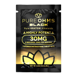 PURE OHMS  BLACK PURE KRATOM ALKALOIDS 7-HYDROXYMITRAGYNINE TABLETS POUCH HIGHLY POTENT 30MG 1CT - UNFLAVORED