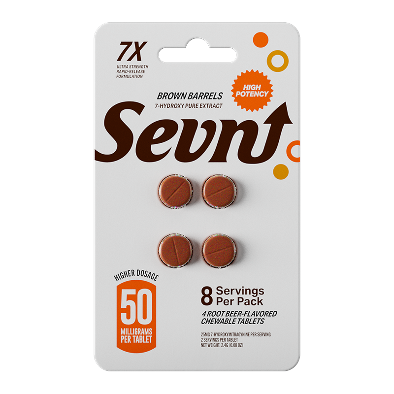 SEVN UP 7-HYDROXY PURE EXTRACT 7X ULTRA STRENGTH TABLETS 50MG 4CT - BROWN BARRELS (ROOT BEER)