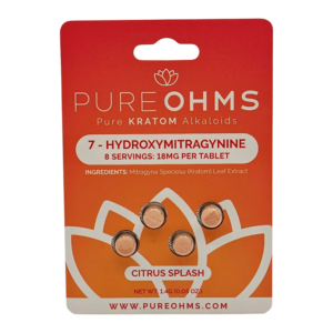 PURE OHMS PURE KRATOM ALKALOIDS 7-HYDROXYMITRAGYNINE TABLETS 18MG 4CT - CITRUS SPLASH
