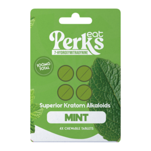 EAT PERKS SUPERIOR KRATOM ALKALOIDS 7-HYDROXYMITRAGYNINE TABLETS 25MG 4CT - MINT