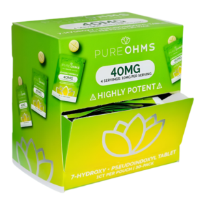 PURE OHMS PURE KRATOM ALKALOIDS 7-HYDROXYMITRAGYNINE+PSEUDOINDOXYL TABLETS 40MG 1CT - GREEN