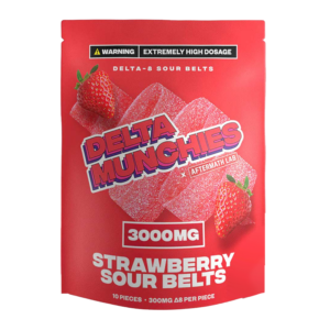 DELTA MUNCHIES X AFTERMATH LABS DELTA 8 SOUR BELTS 3000MG - STRAWBERRY
