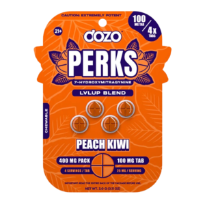 DOZO PERKS 7-HYDROXYMITRAGYNINE TABLETS 100MG 4CT - LVLUP BLEND PEACH KIWI