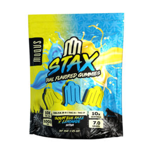 MODUS STAX DUAL FLAVORED DELTA 8 & 9 + THC-H + THC-P 10000MG GUMMIES - SOUR BLUE RAZZ X LEMONADE SATIVA