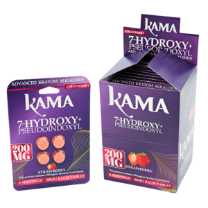 KAMA ADVANCED KRATOM ALKALOIDS 7-HYDROXYMITRAGYNINE+PSEUDOINDOXYL TABLETS 50MG 4CT - STRAWBERRY