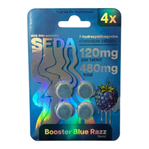 SEDA 7-HYDROXYMITRAGYNINE CHEWABLE TABLETS 120MG 4CT - BOOSTER BLUE RAZZ