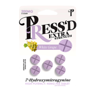 PRESS'D 7-HYDROXYMITRAGYNINE EXTRA STRENGTH TABLETS 40MG 5CT - WHITE GRAPE
