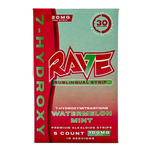 RAVE 7-HYDROXYMITRAGYNINE SUBLINGUAL STRIPS 20MG 5CT - WATERMELON MINT