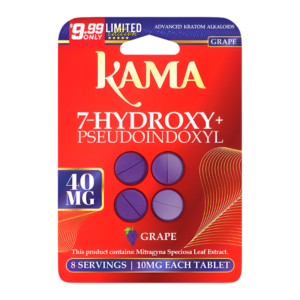 KAMA ADVANCED KRATOM ALKALOIDS 7-HYDROXYMITRAGYNINE+PSEUDOINDOXYL TABLETS 10MG 4CT - GRAPE