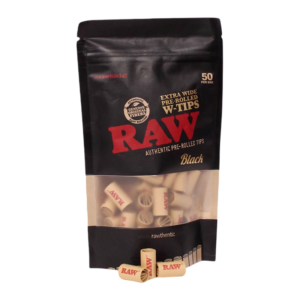 RAW TIPS - BLACK EXTRA WIDE PRE-ROLLED W TIP BAG OF 50