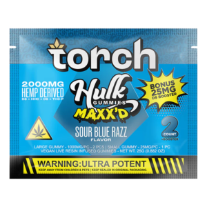 TORCH HULK GUMMIES MAXX'D 2000MG+25MGD9 BOOSTER 3CT - SOUR BLUE RAZZ
