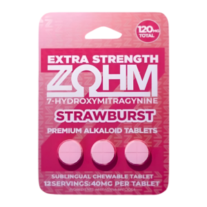 ZOHM 7-HYDROXYMITRAGYNINE EXTRA STRENGTH TABLETS 40MG 3CT - STRAWBURST